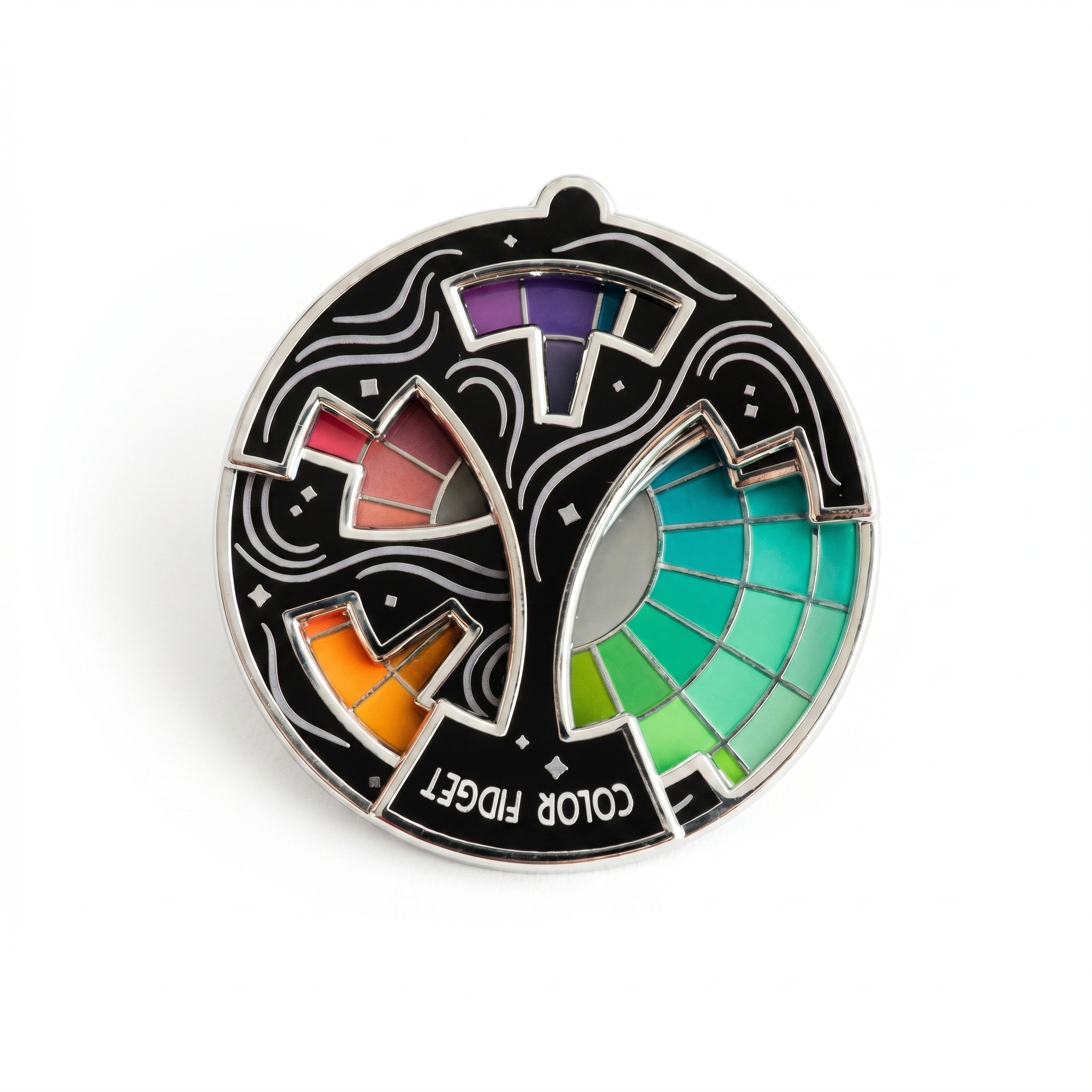 Color Wheel Spinner Enamel Brooch Pin