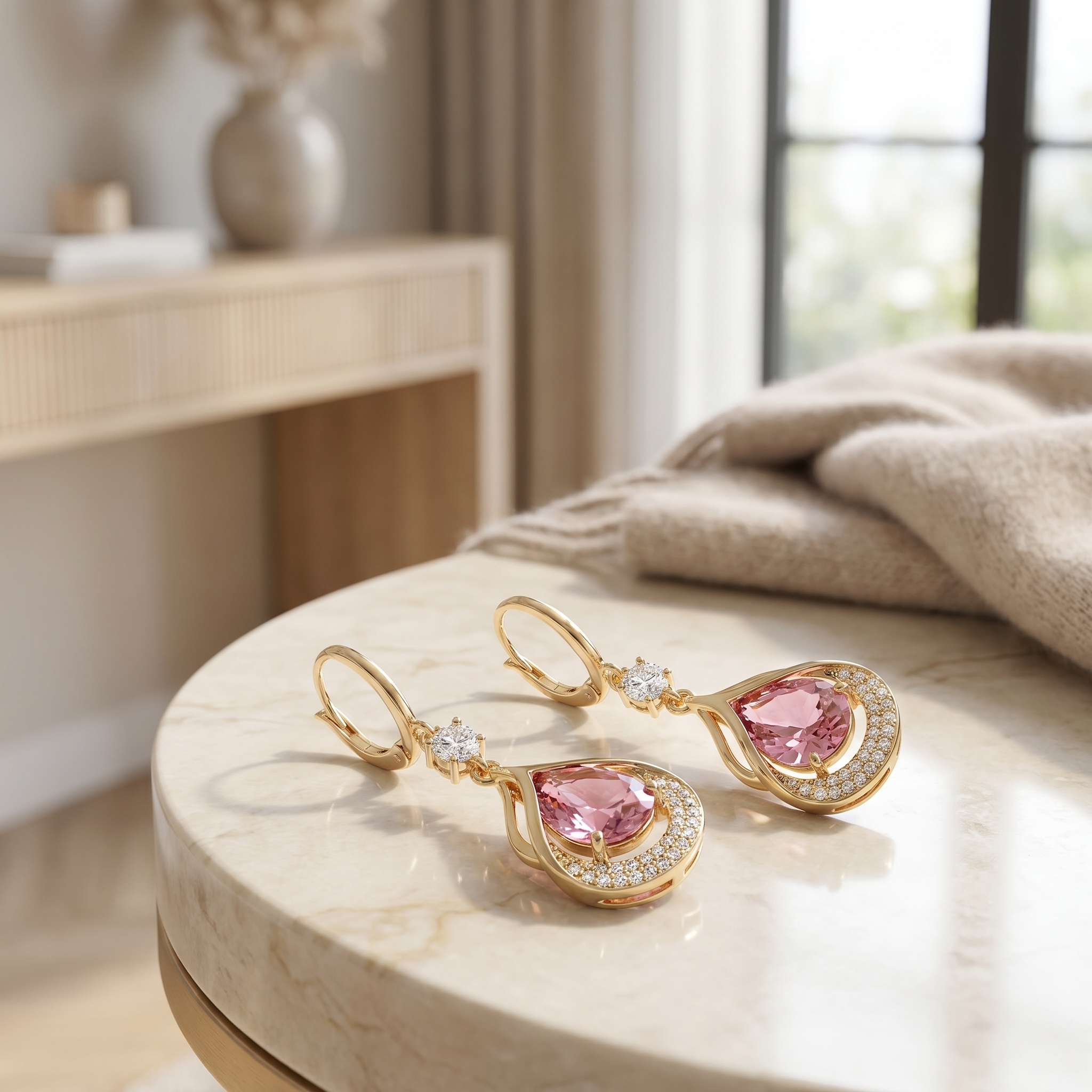 Light Luxury Cat Eye Crystal Drop Earrings