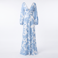 Women's Floral Print V-Neck Maxi Dress