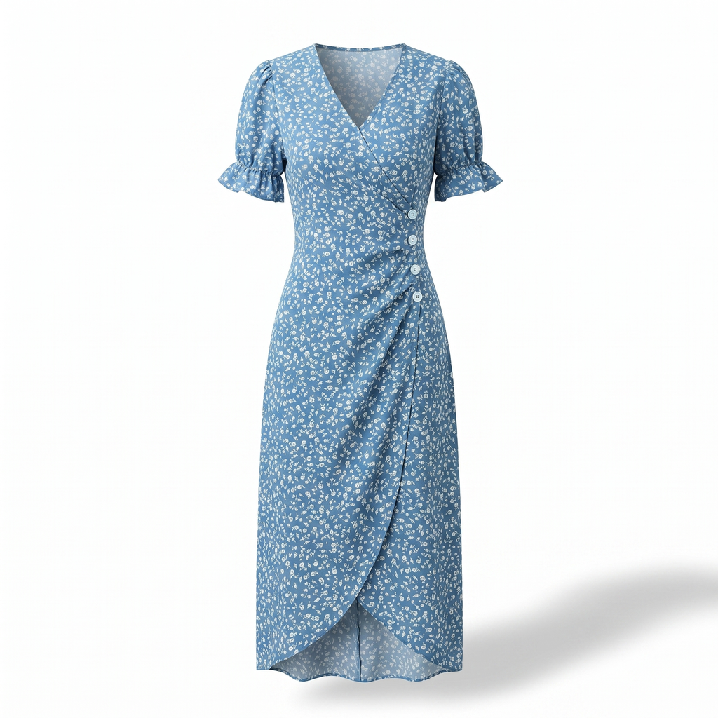 Women's Floral Wrap Midi Dress