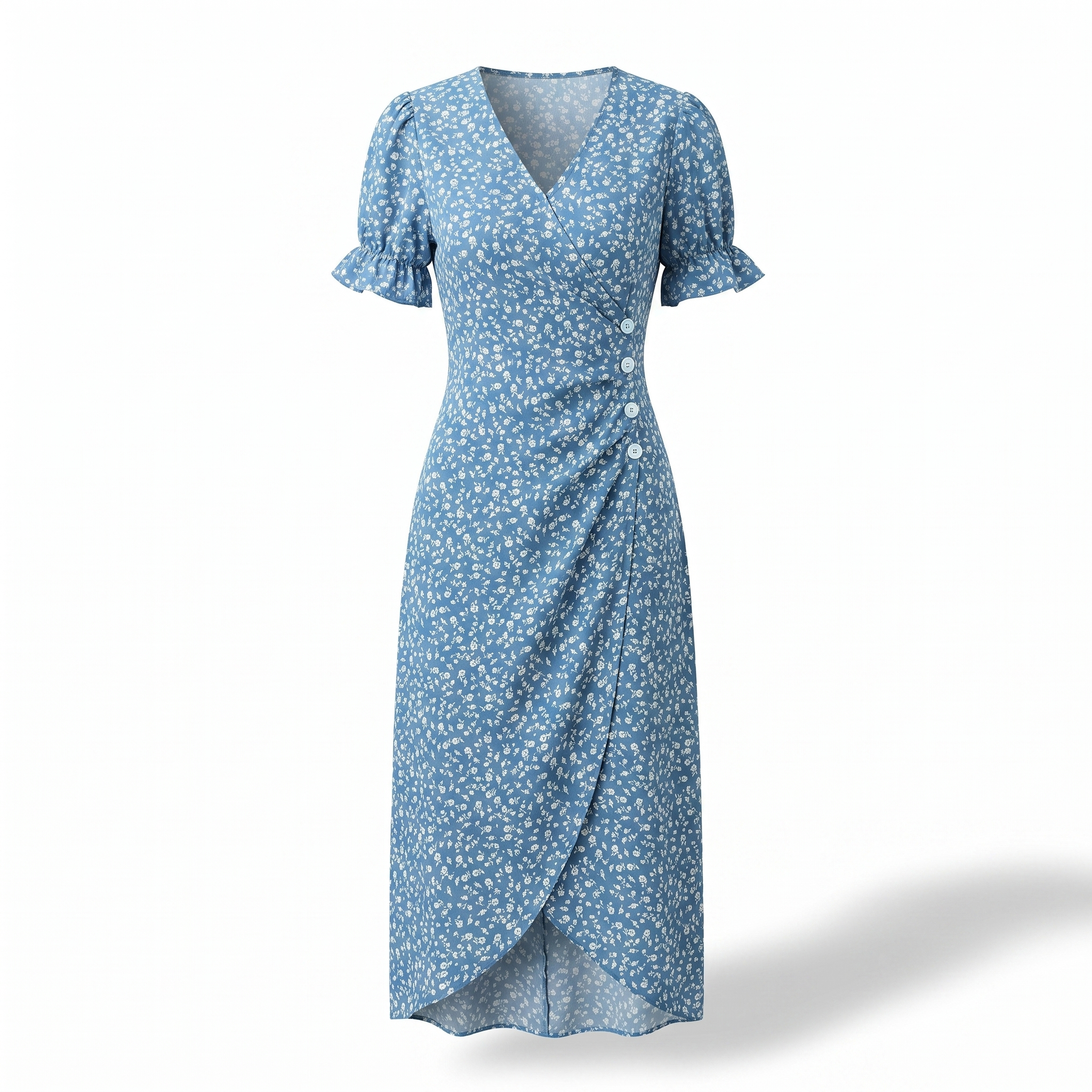 Women's Floral Wrap Midi Dress