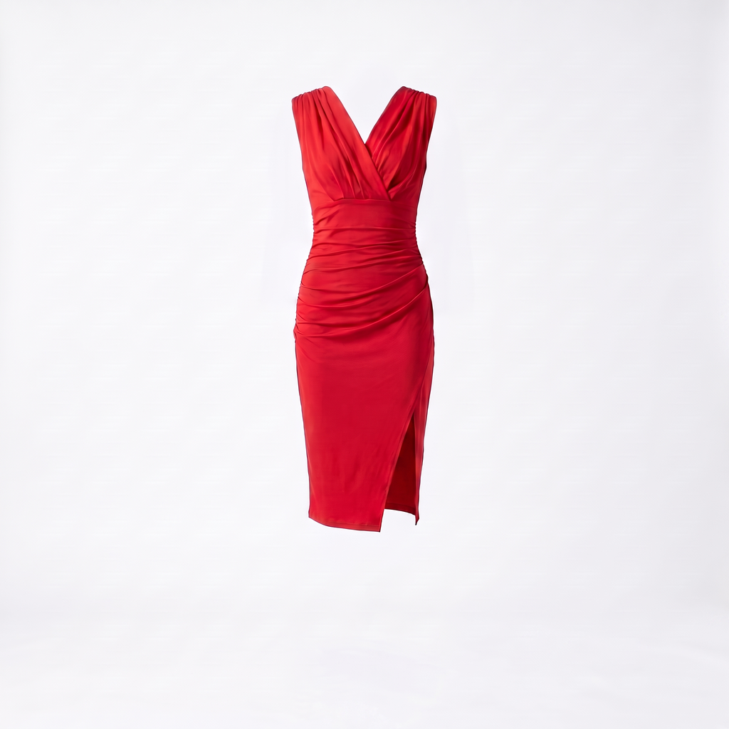 Women's Elegant Sleeveless V-Neck Midi Dress