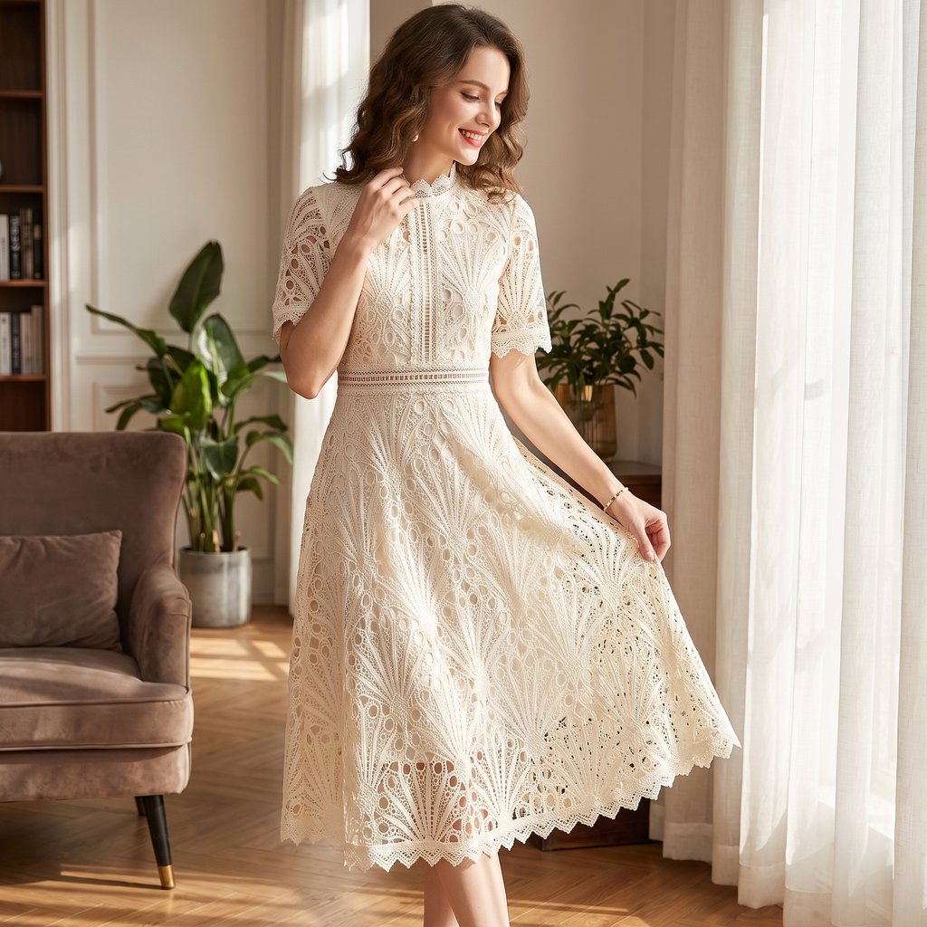 Women's Elegant Lace Midi Dress