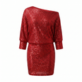 Women's One-Shoulder Sequin Mini Dress