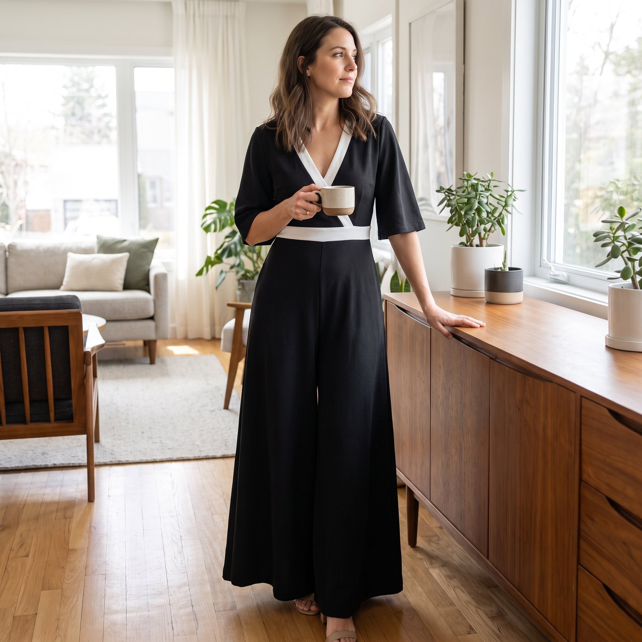 Women's Elegant V-Neck Maxi Dress