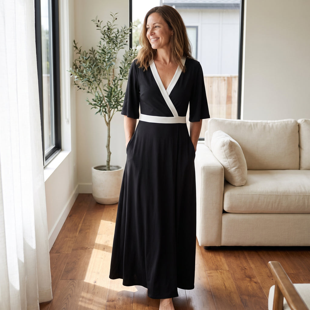 Women's Elegant V-Neck Maxi Dress