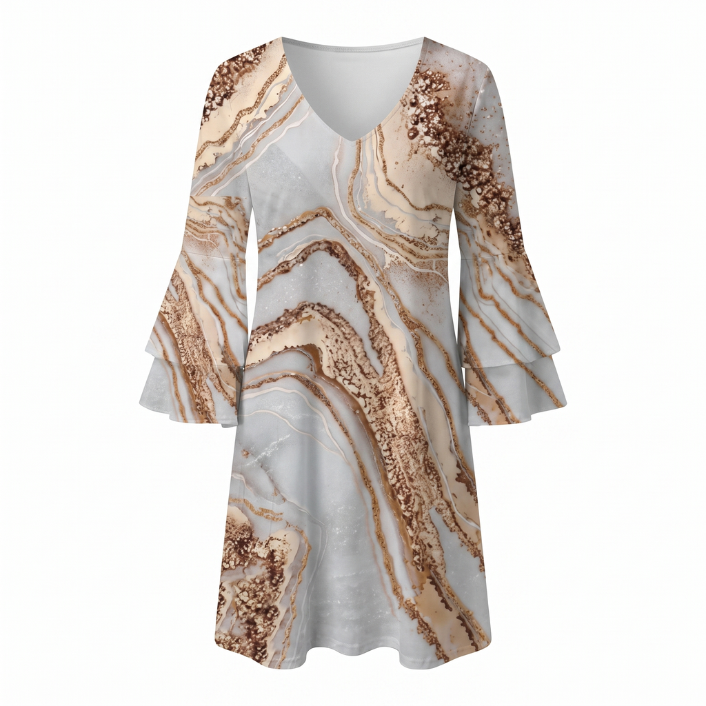 Women's Printed V-Neck Mini Dress