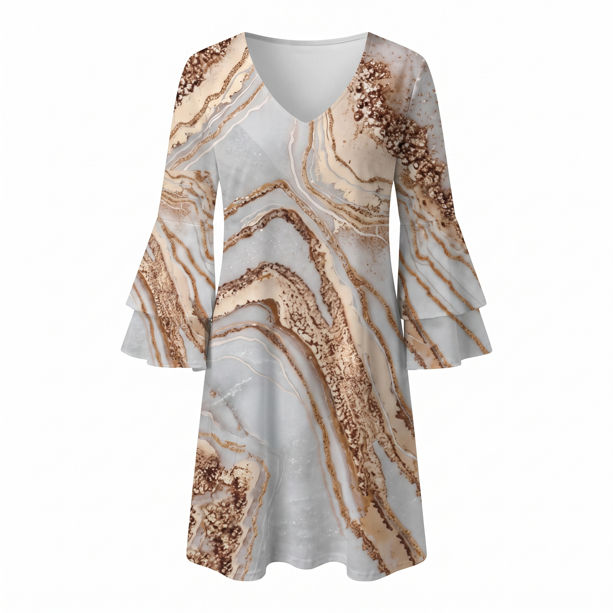 Women's Printed V-Neck Mini Dress