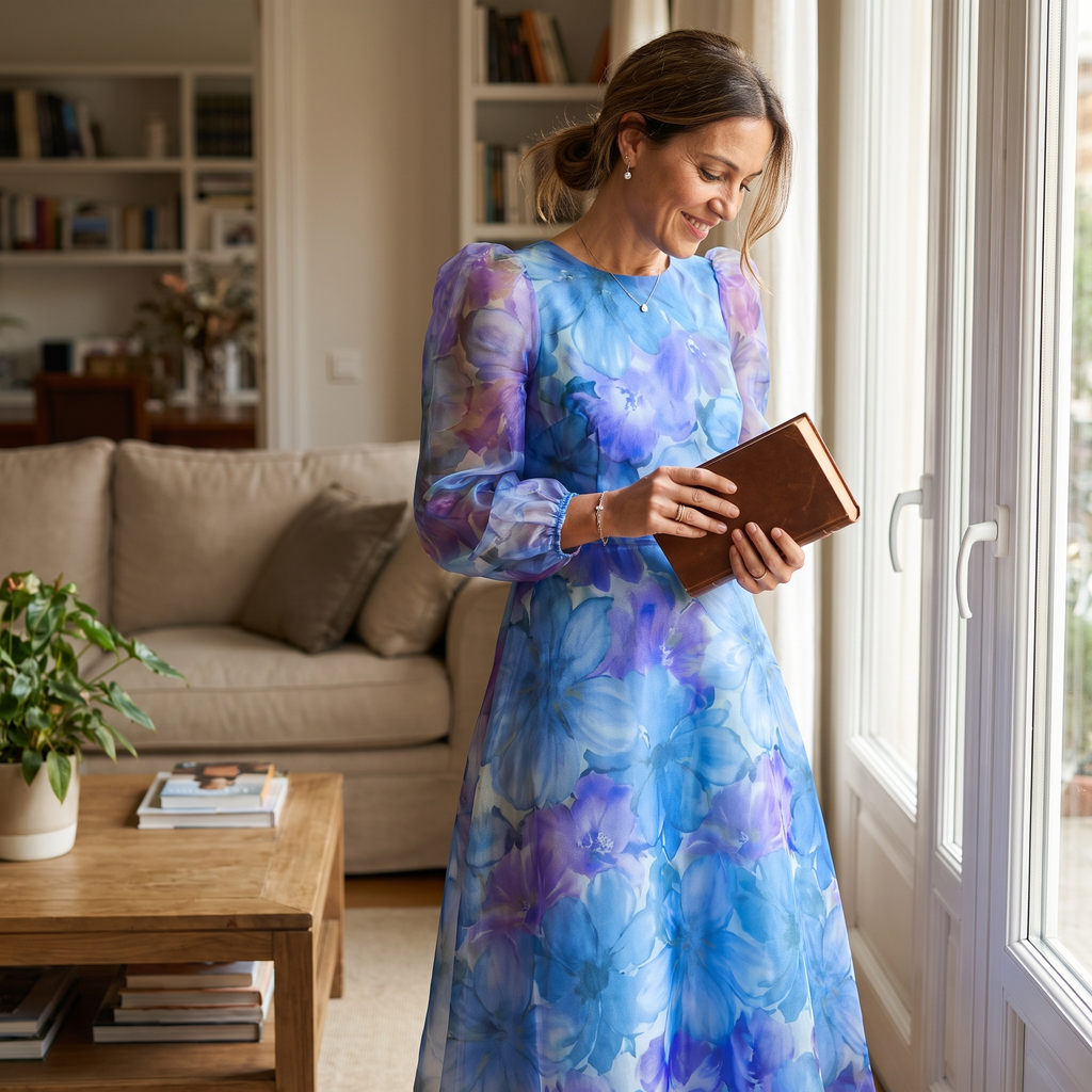 Women's Floral Organza Midi Dress