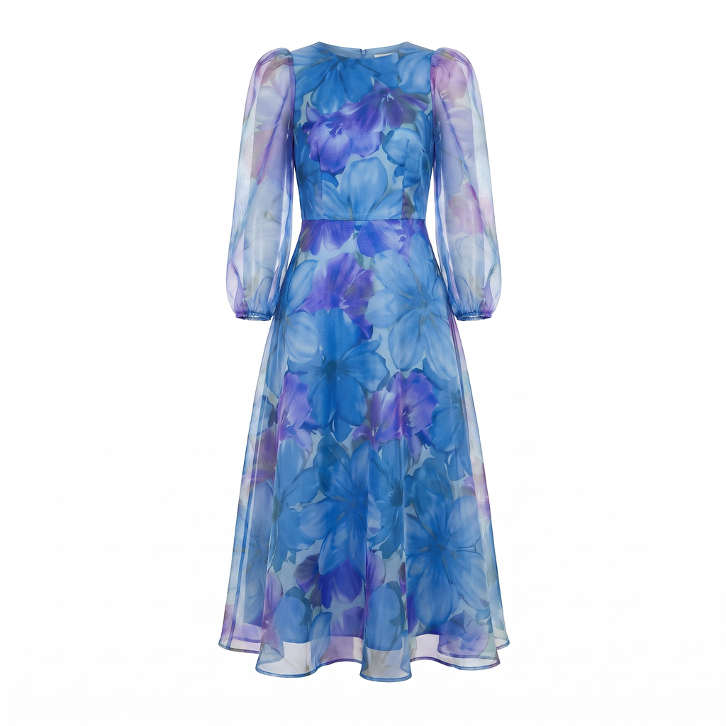 Women's Floral Organza Midi Dress