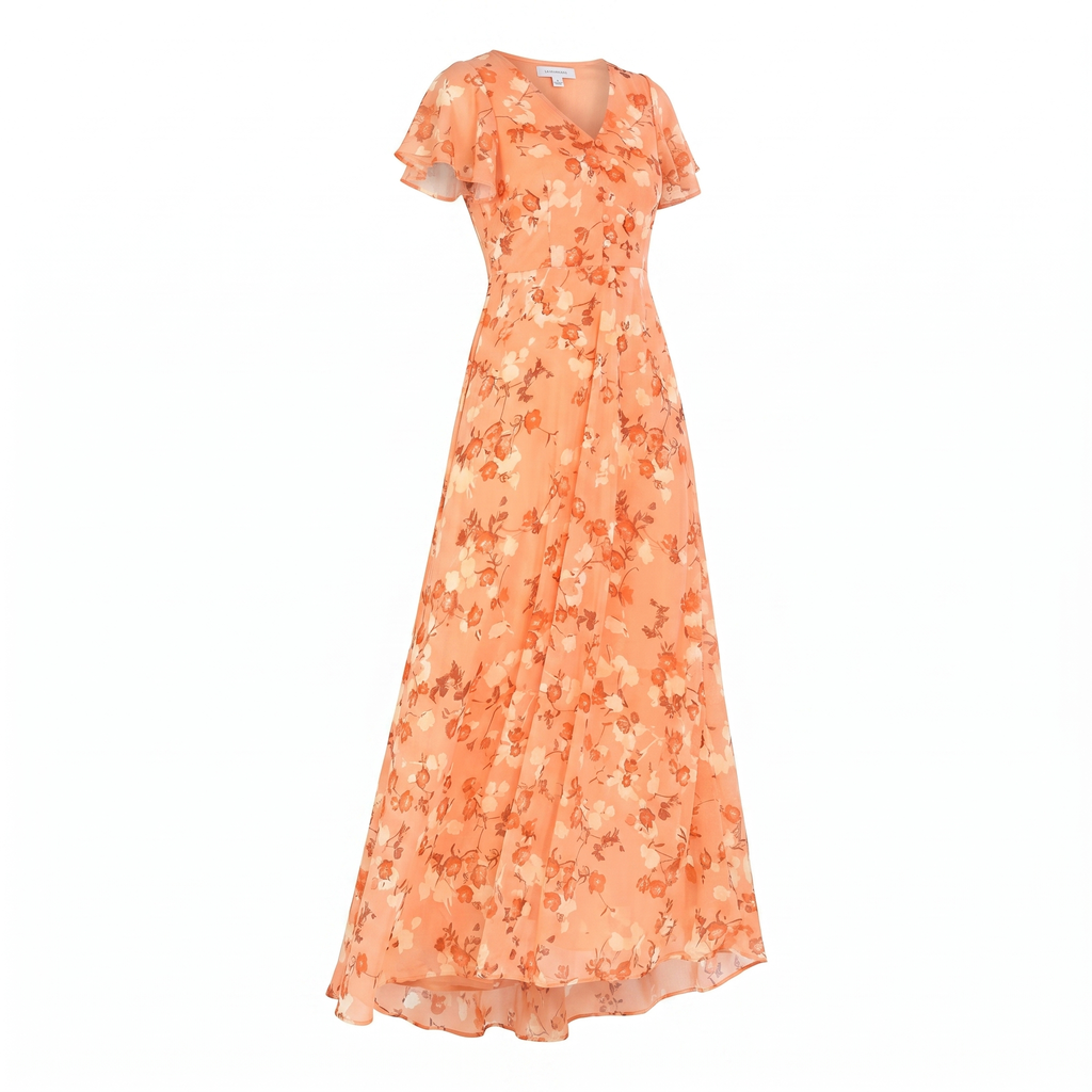 Women's Floral Chiffon Maxi Dress