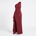Women's One-Shoulder Satin Maxi Dress