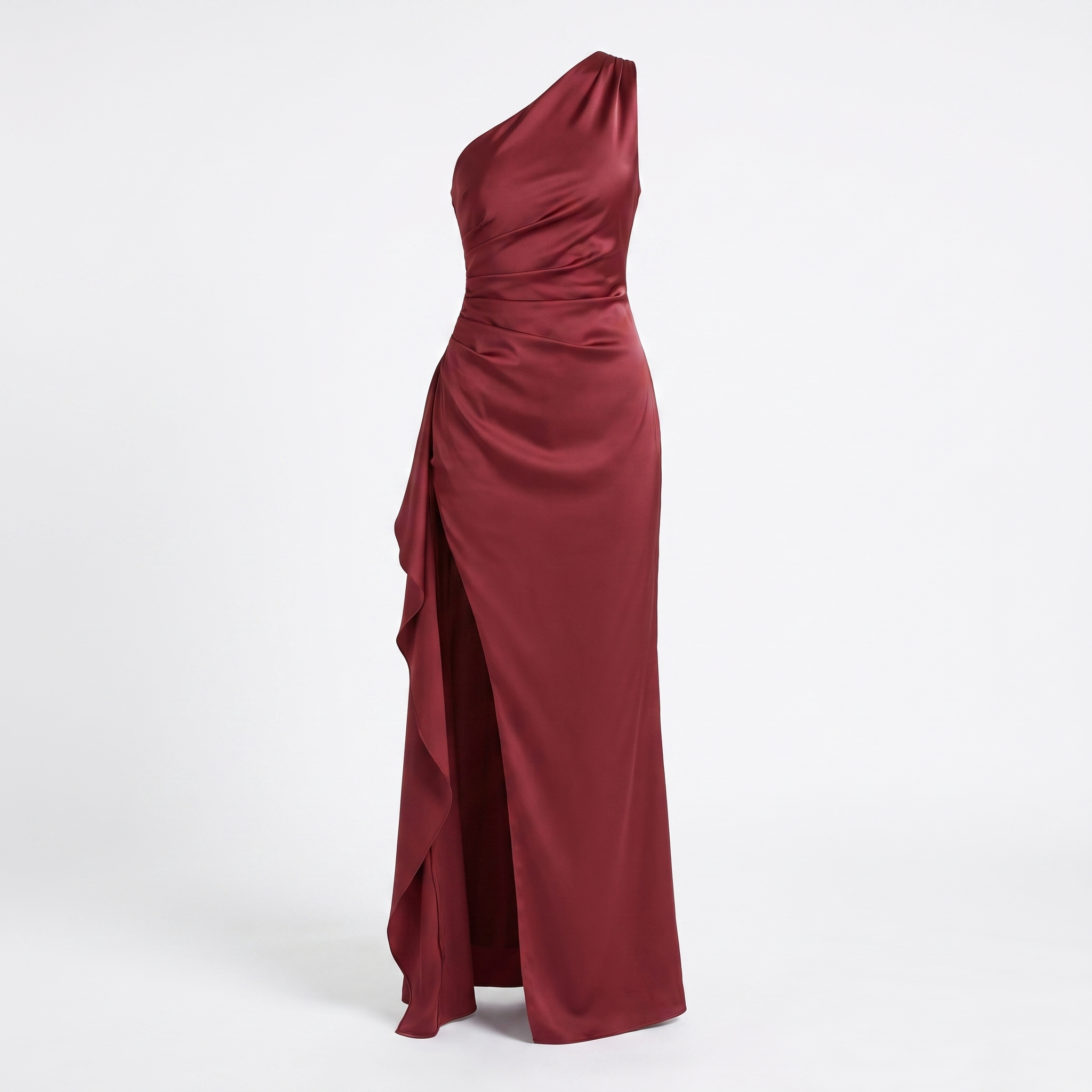 Women's One-Shoulder Satin Maxi Dress