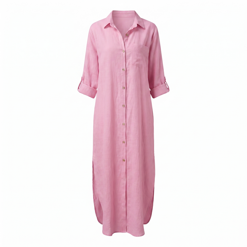 Women's Button-Up Shirt Midi Dress