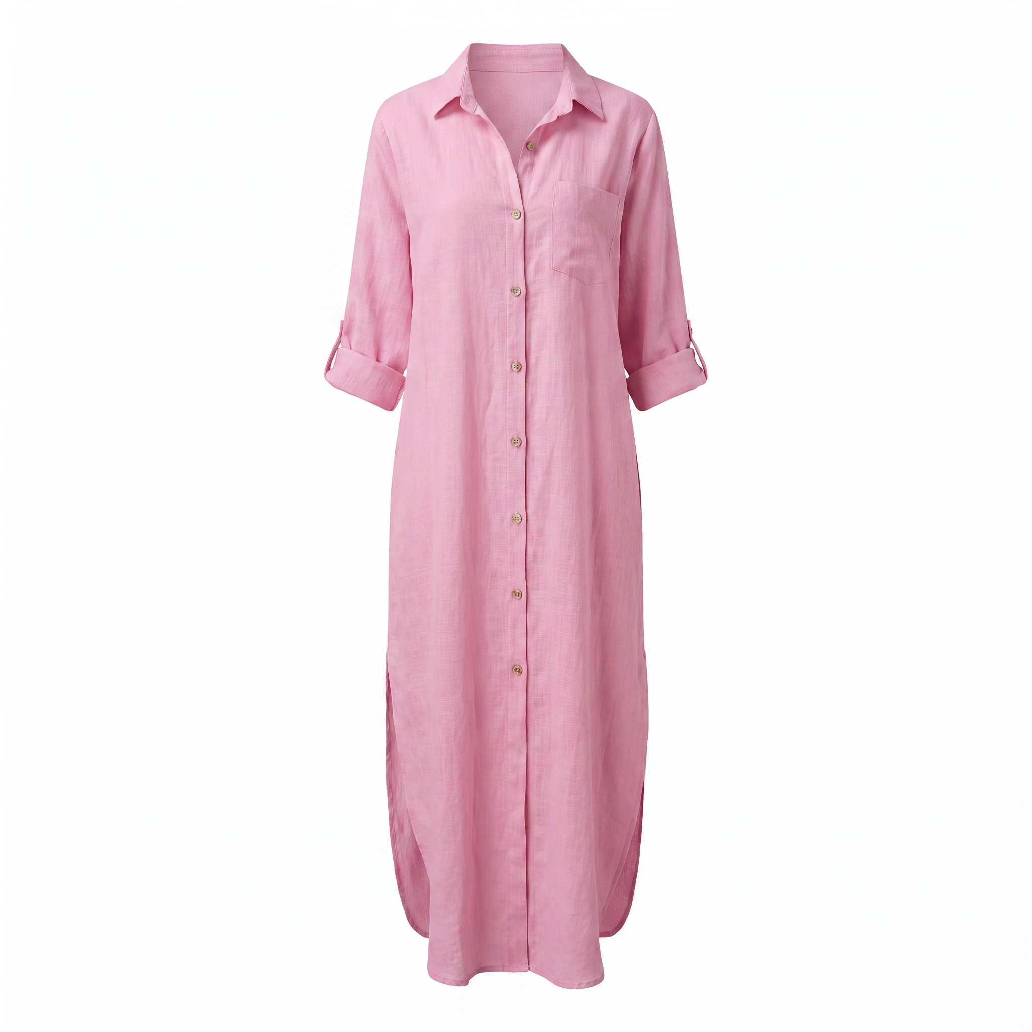 Women's Button-Up Shirt Midi Dress