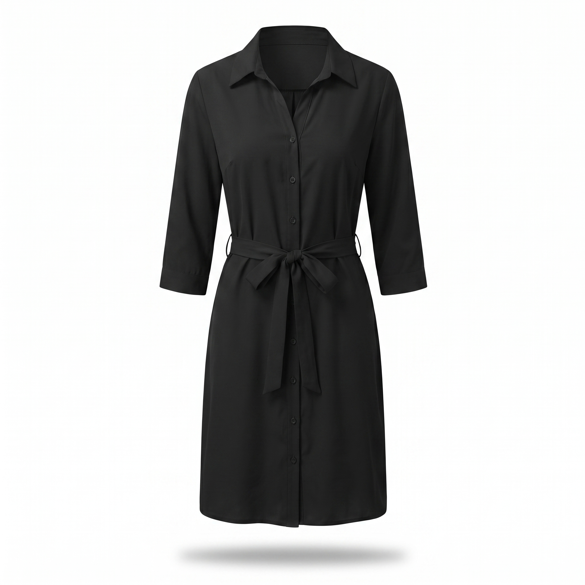Women's Belted Shirt Midi Dress