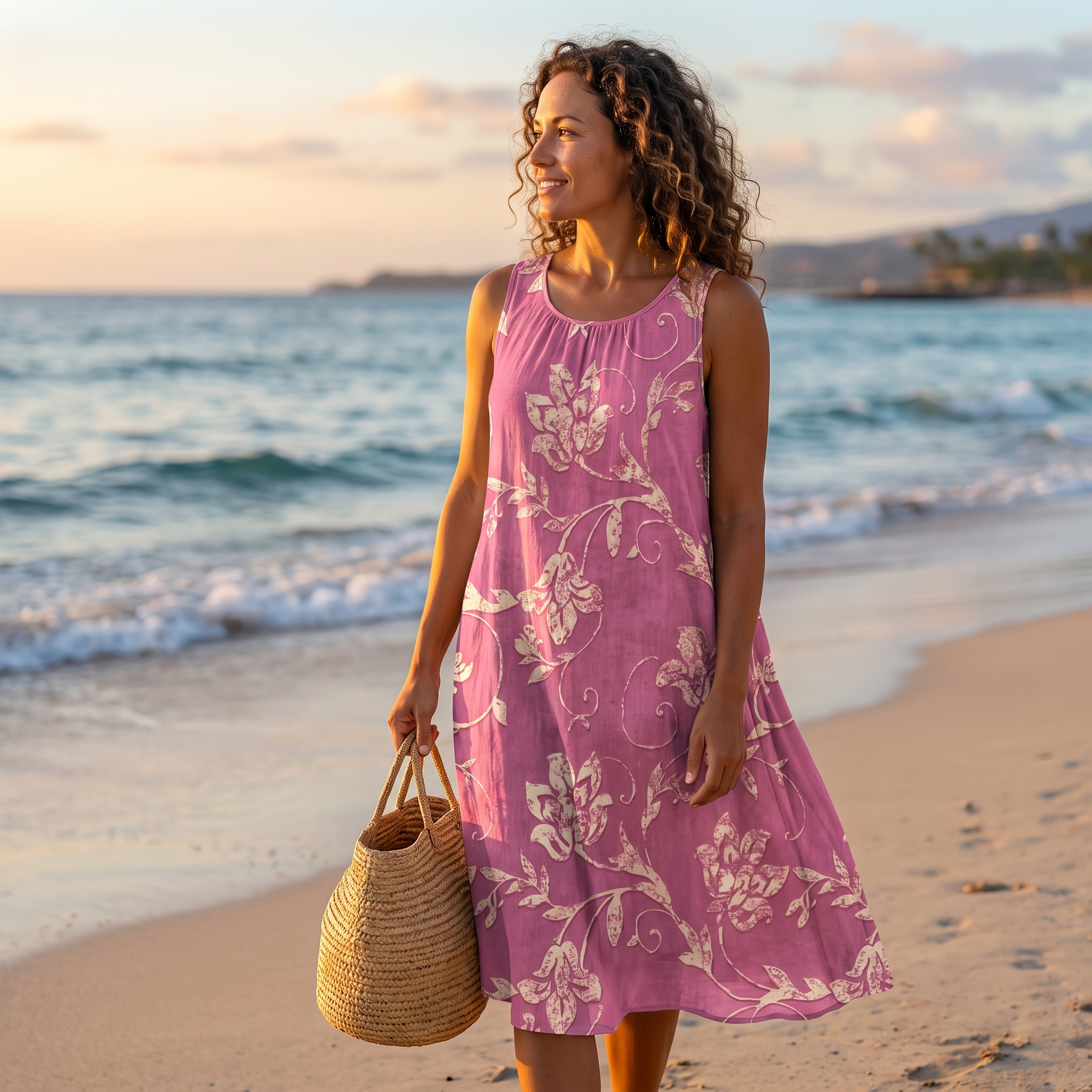 Women's Floral Print Sleeveless Midi Dress