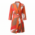 Women's Geometric Print Wrap Midi Dress