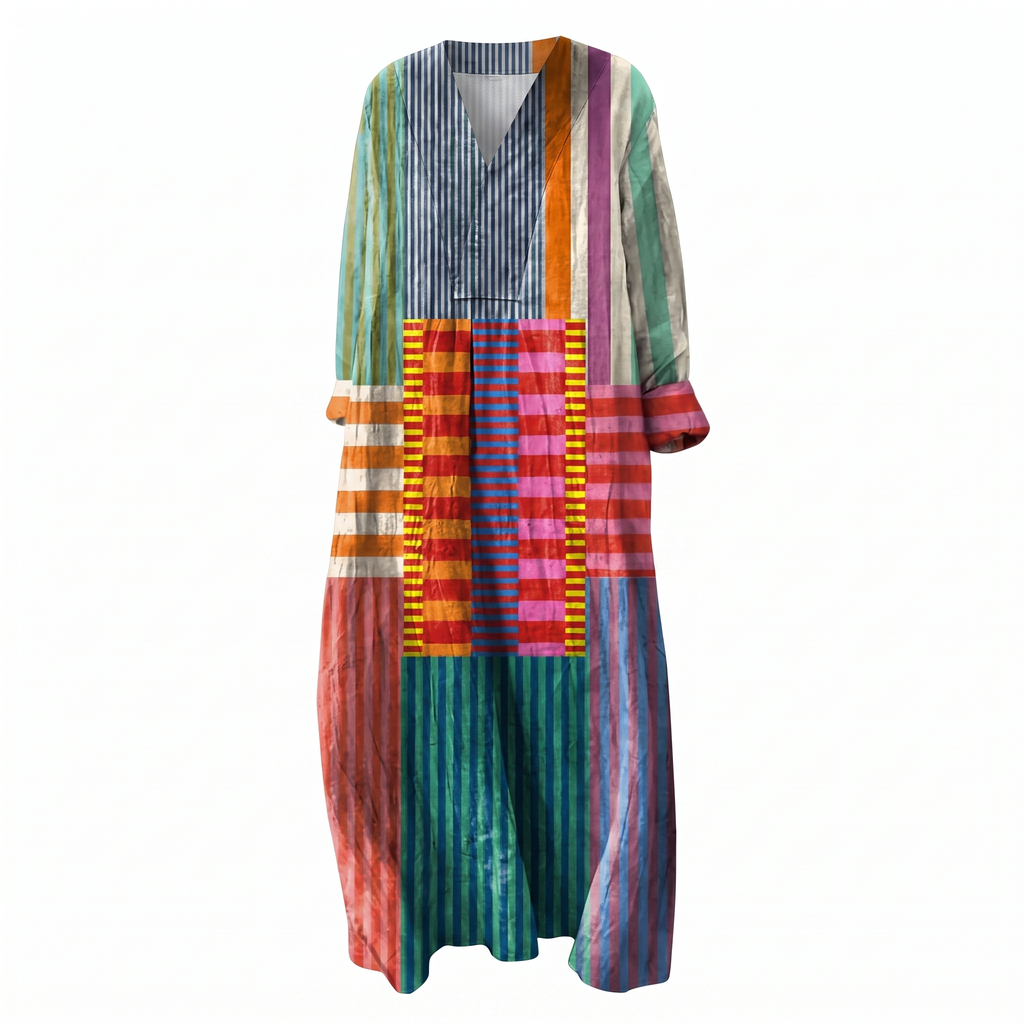 Women's Colorful Patchwork Maxi Dress