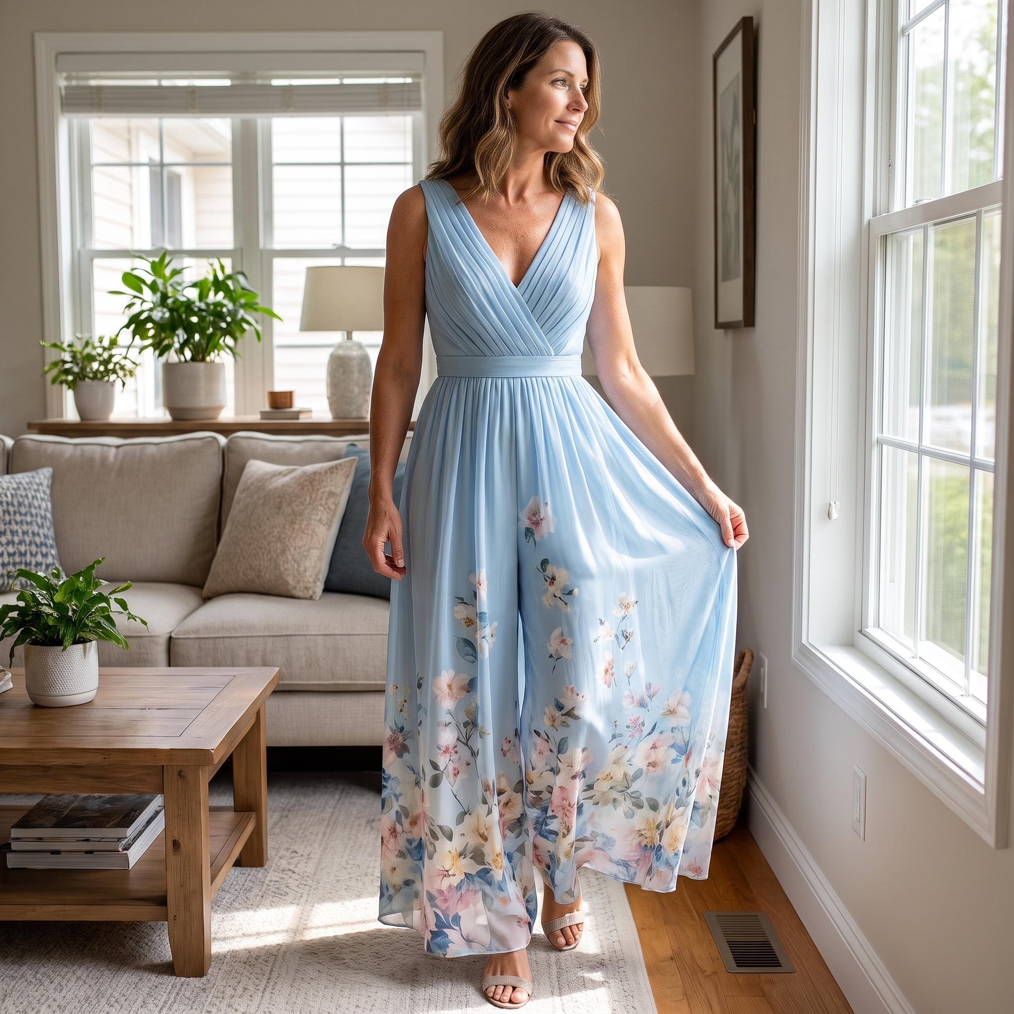 Women's Floral V-Neck Maxi Dress
