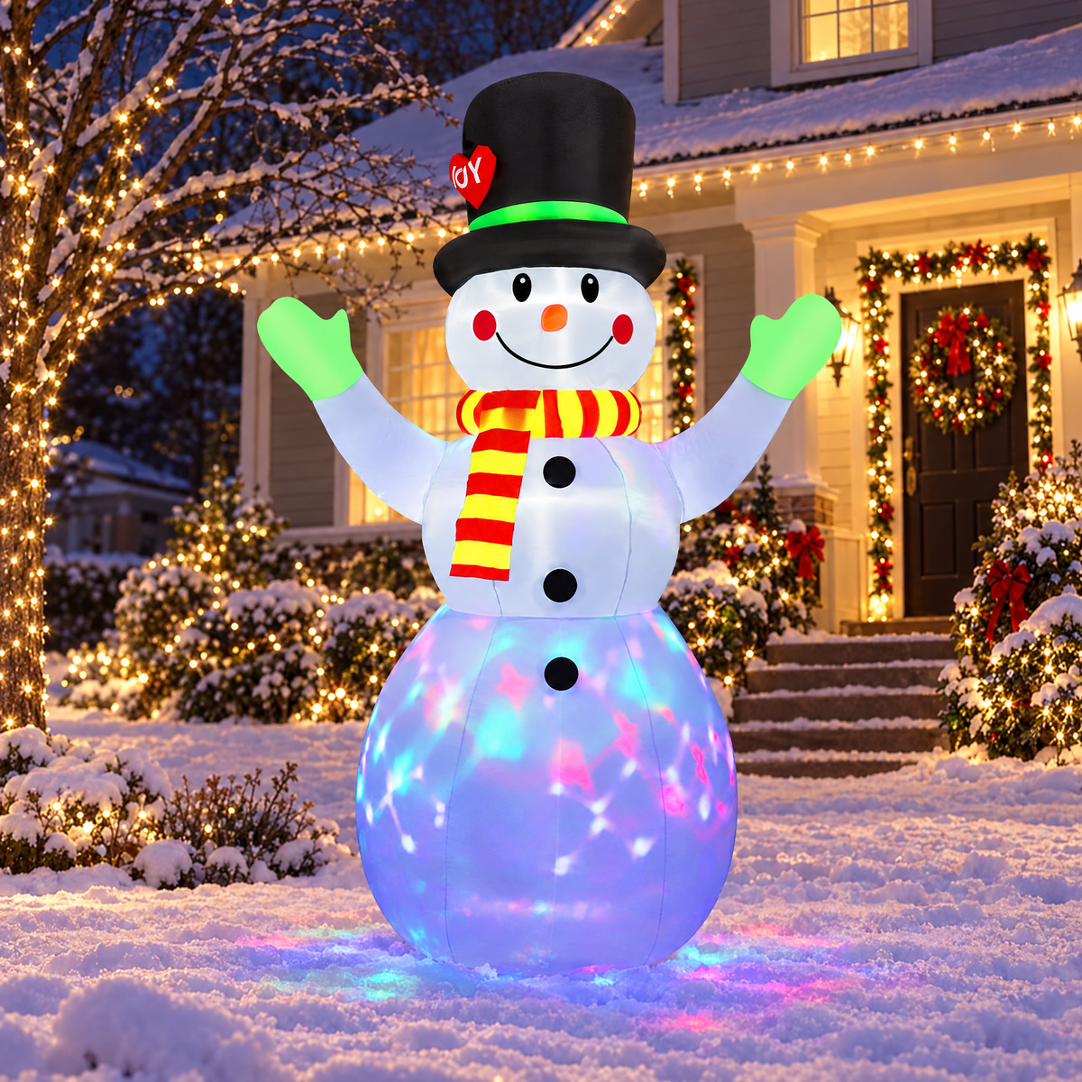 Inflatable Snowman with Bright LEDs for Outdoor Christmas Display