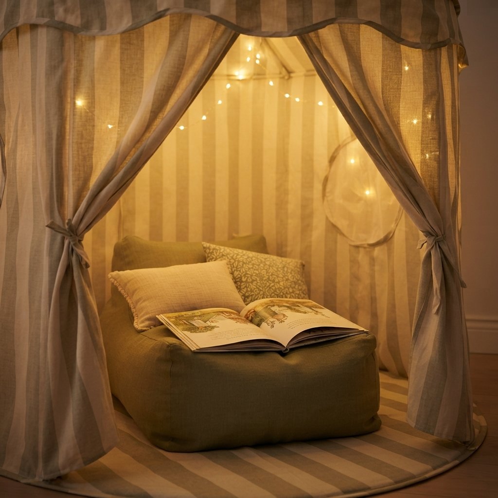 Cotton Play Tent and Mini Bean Bag Lounger Bundle Sage