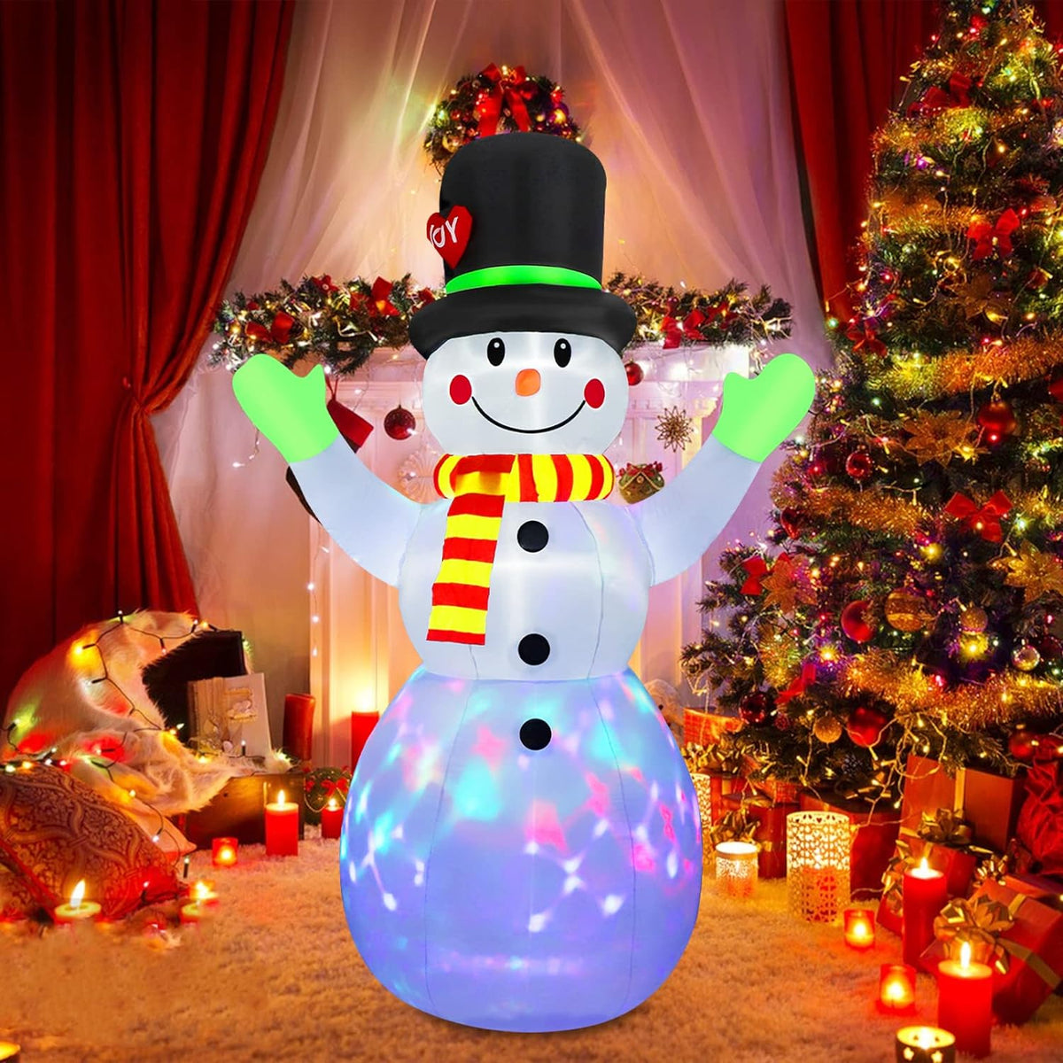 Inflatable Snowman with Bright LEDs for Outdoor Christmas Display