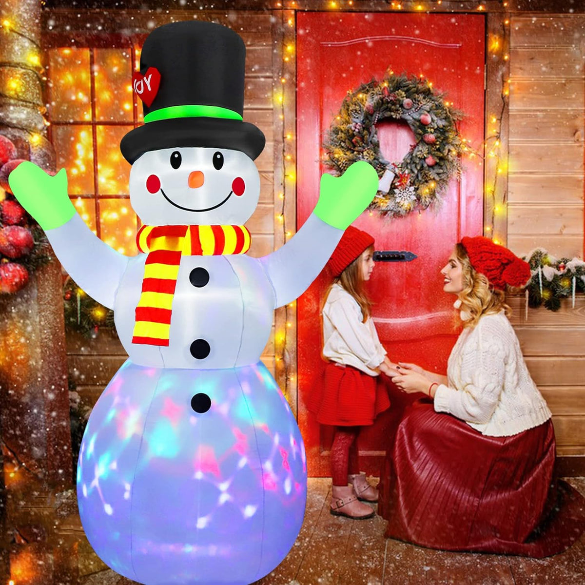 Inflatable Snowman with Bright LEDs for Outdoor Christmas Display
