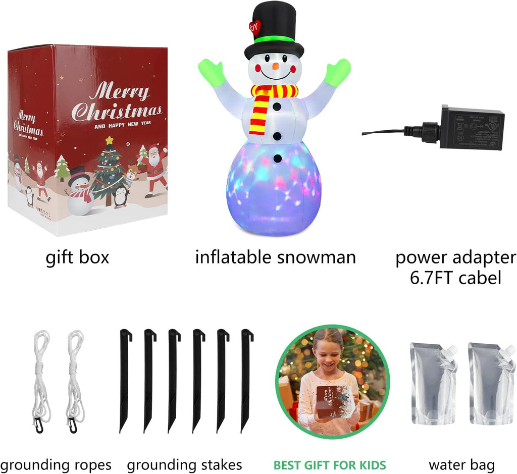 Inflatable Snowman with Bright LEDs for Outdoor Christmas Display