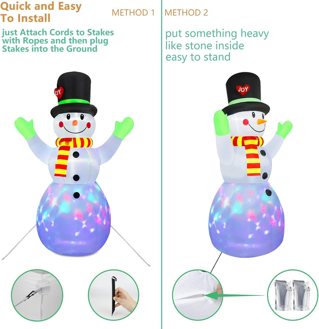 Inflatable Snowman with Bright LEDs for Outdoor Christmas Display