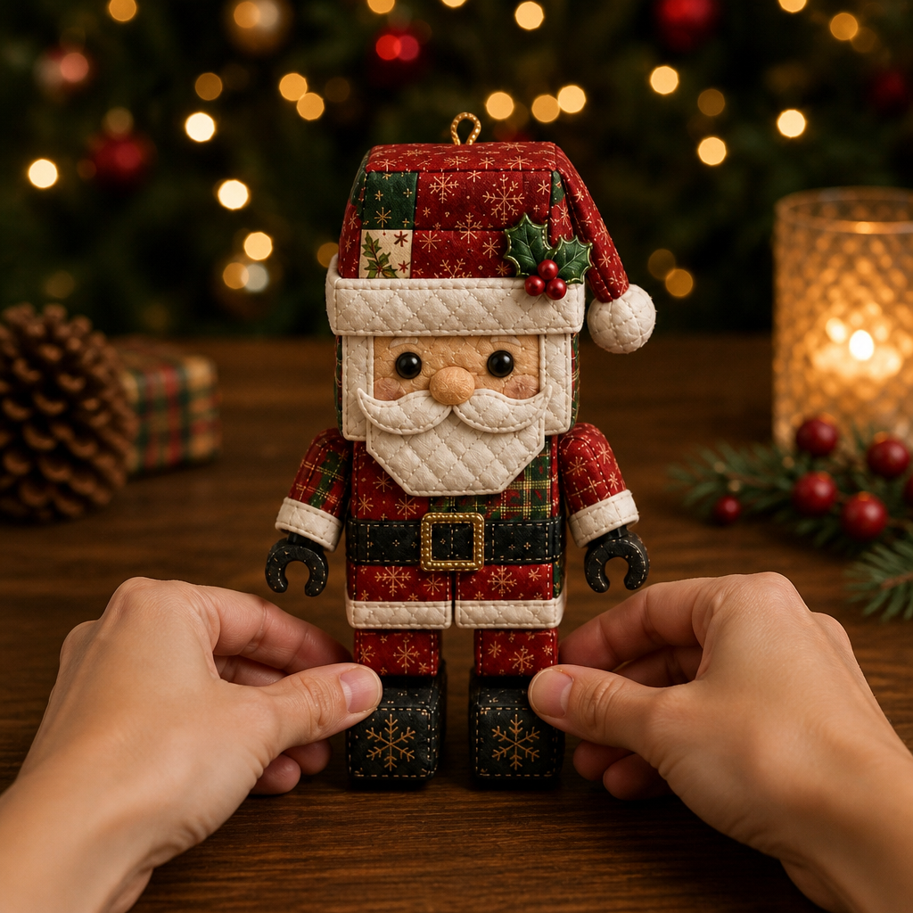 Patchwork Christmas Ornament Craft Kit with Pre-Cut Fabric and Foam Form