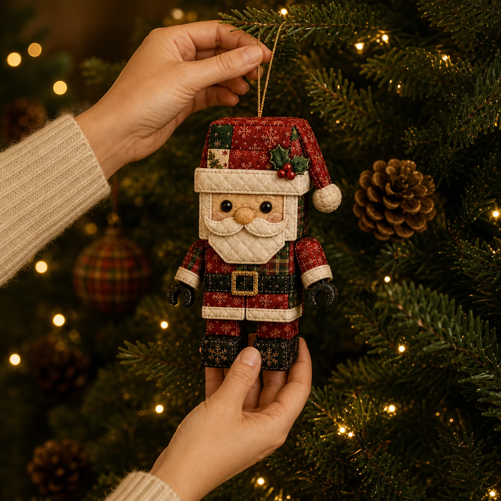 Patchwork Christmas Ornament Craft Kit with Pre-Cut Fabric and Foam Form