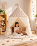 Children's Pop Up Play Tent with Gingham Roof and Flag