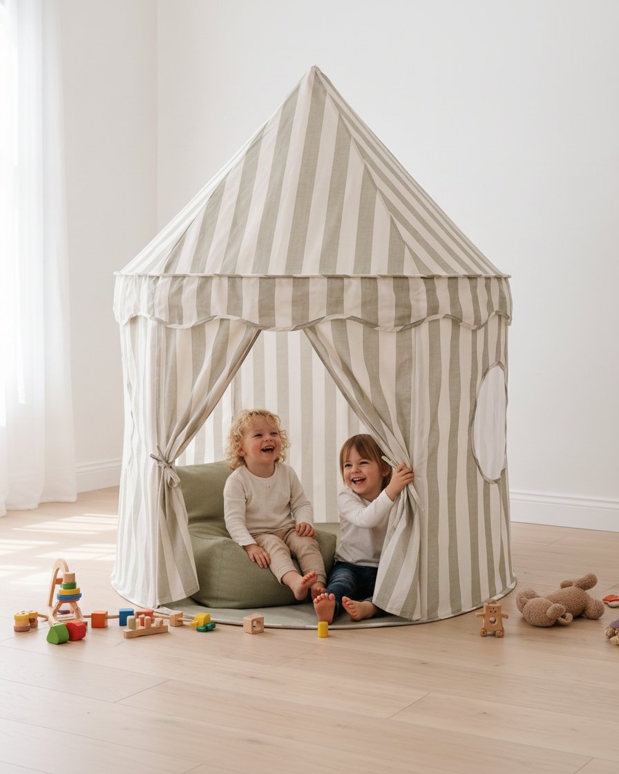 Cotton Play Tent and Mini Bean Bag Lounger Bundle Sage