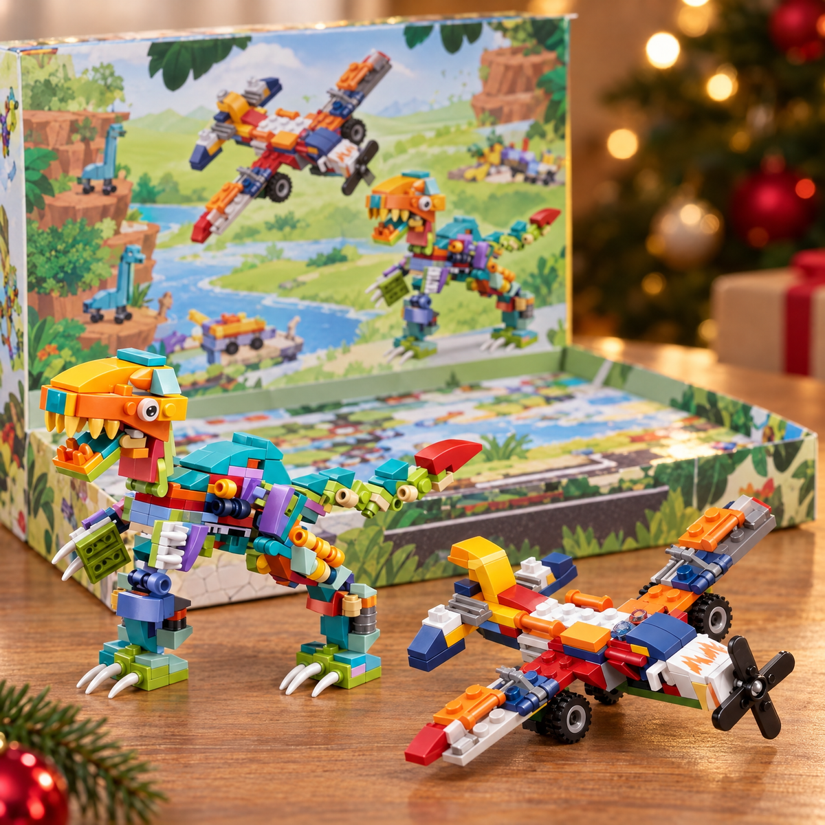 Dinosaur and Vehicle Brick Advent Calendar with 24 Mini Builds plus Big T Rex and Plane