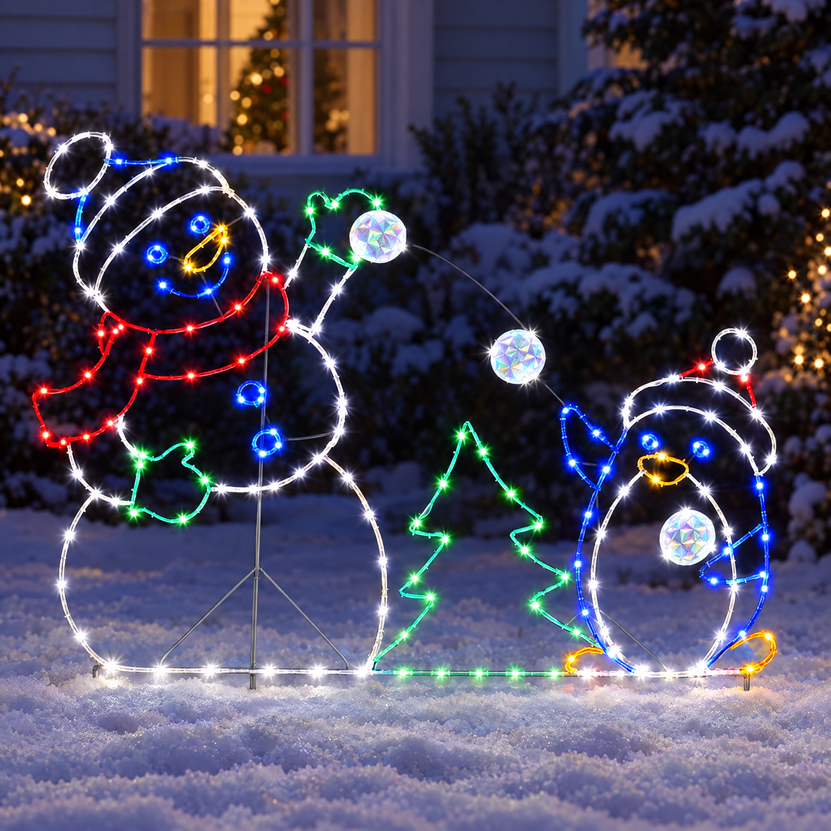 Animated LED Snowball Fight Light for Outdoor Christmas Decor