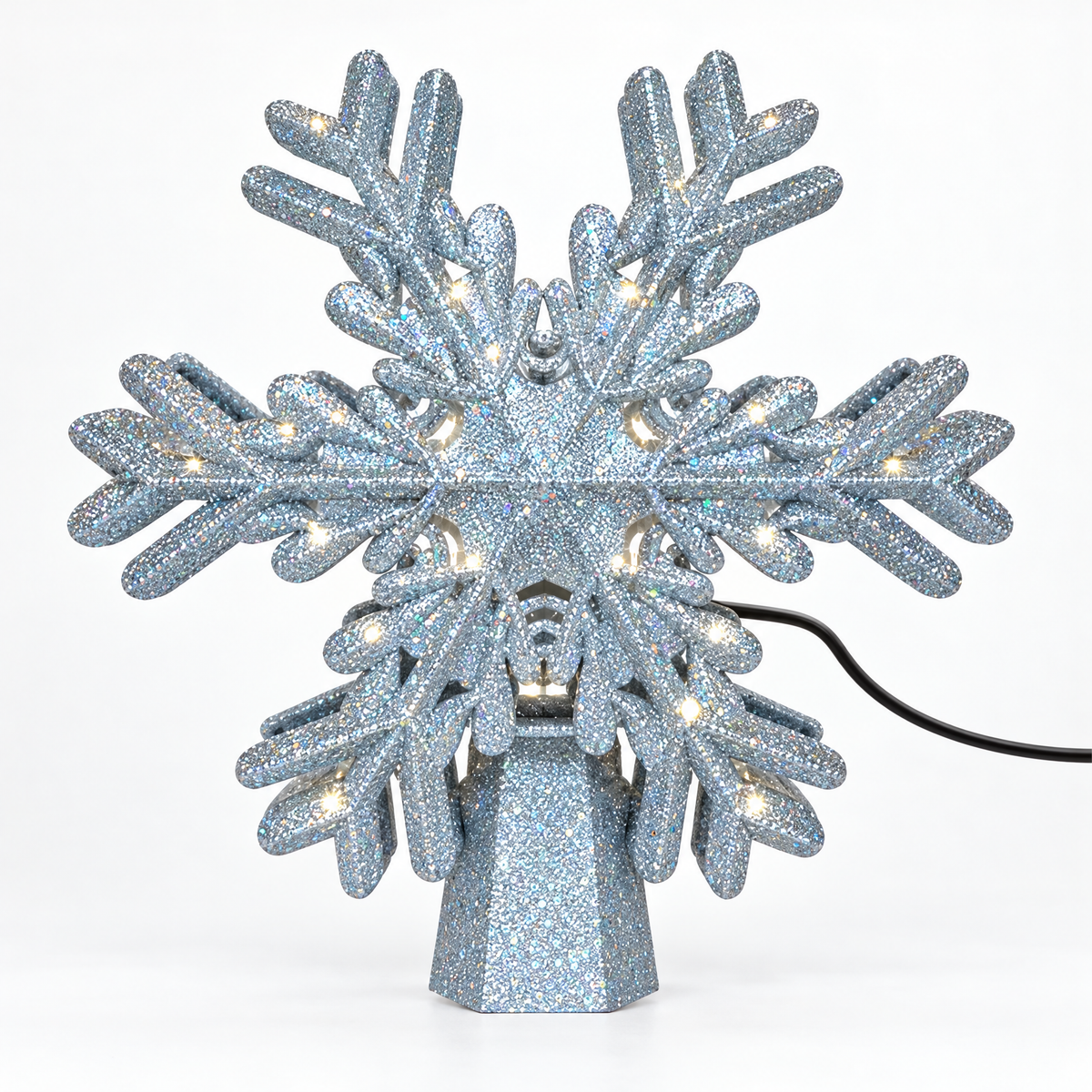 Christmas Tree Topper with LED Snowflake Projector Light