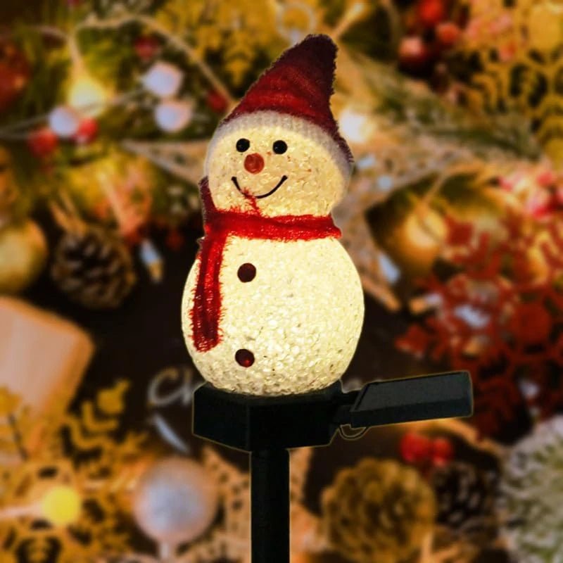 Snowman Solar Garden Stake Light with Warm White LED and Automatic Dusk to Dawn Sensor
