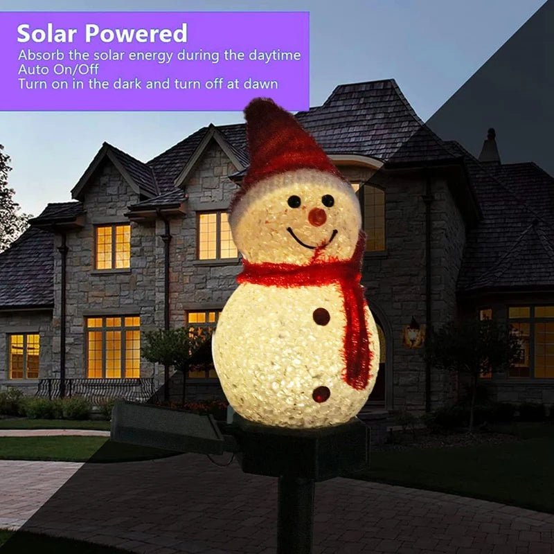Snowman Solar Garden Stake Light with Warm White LED and Automatic Dusk to Dawn Sensor