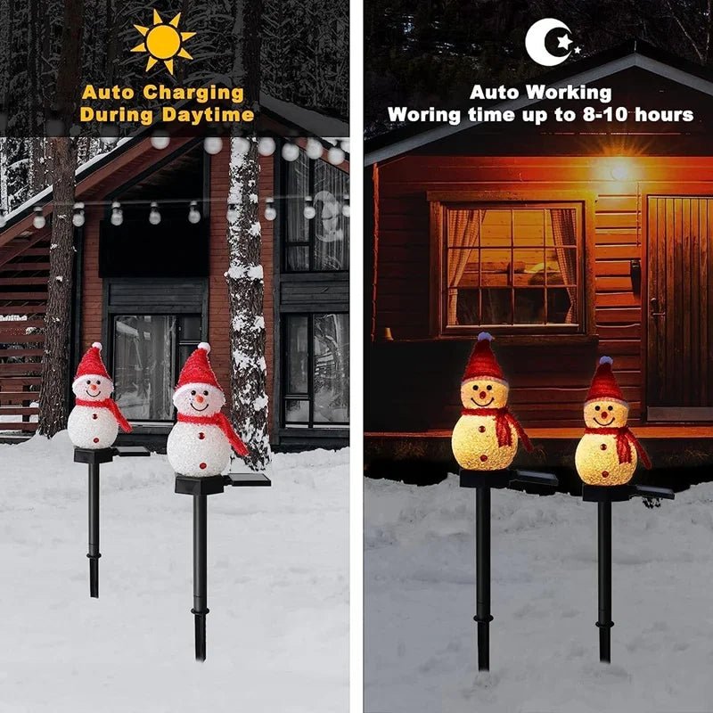 Snowman Solar Garden Stake Light with Warm White LED and Automatic Dusk to Dawn Sensor
