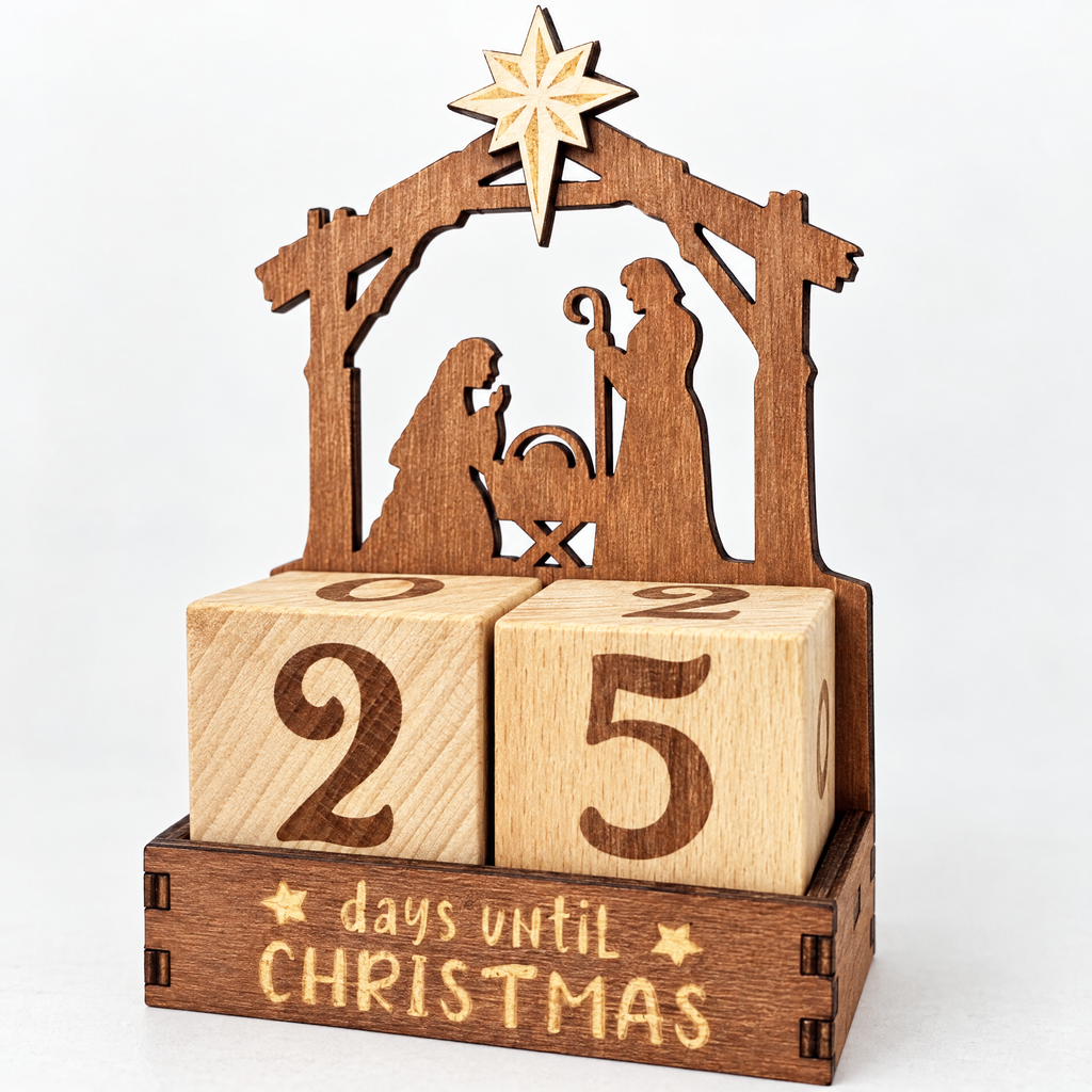 Wooden Christmas Advent Calendar with DIY Customisable Design