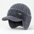 Winter Knit Trapper Hat with Ear Flaps Visor and Fleece Lining