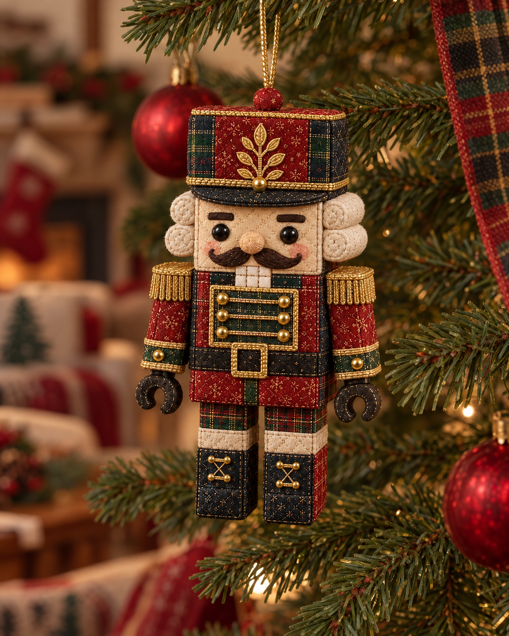 Patchwork Christmas Ornament Craft Kit with Pre-Cut Fabric and Foam Form