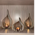 Modern Flame Shaped Metallic Candle Holder Lantern