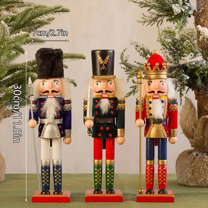 Wooden Nutcracker Soldier Figure for Traditional Christmas Decoration