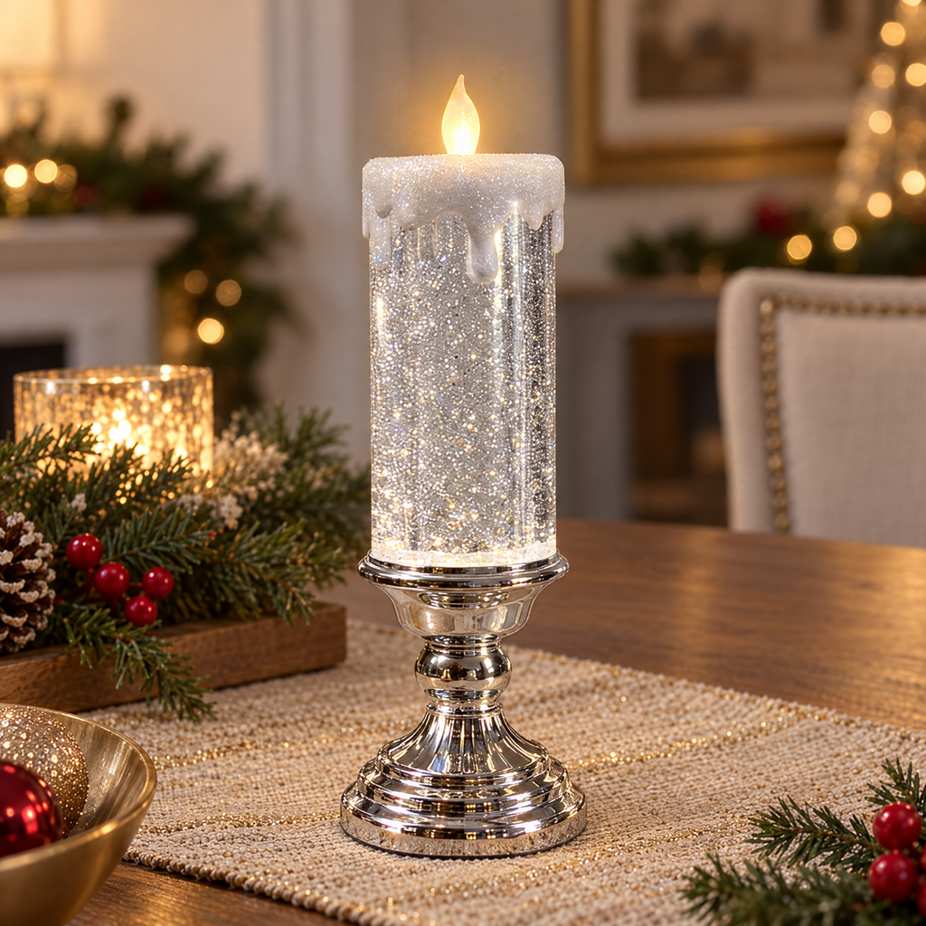 LED Candle with Real Wax Exterior and Flickering Warm White Light for Holiday Decor