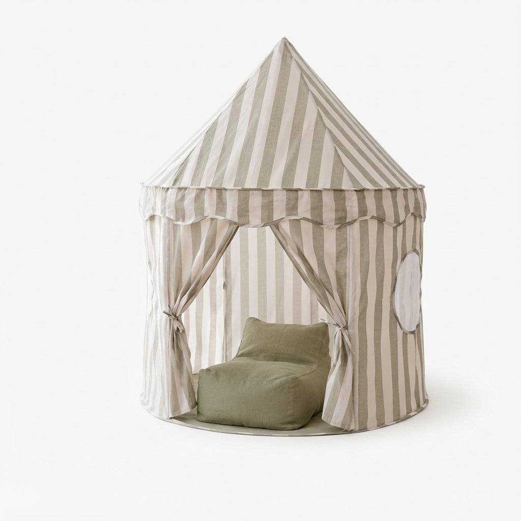 Cotton Play Tent and Mini Bean Bag Lounger Bundle Sage