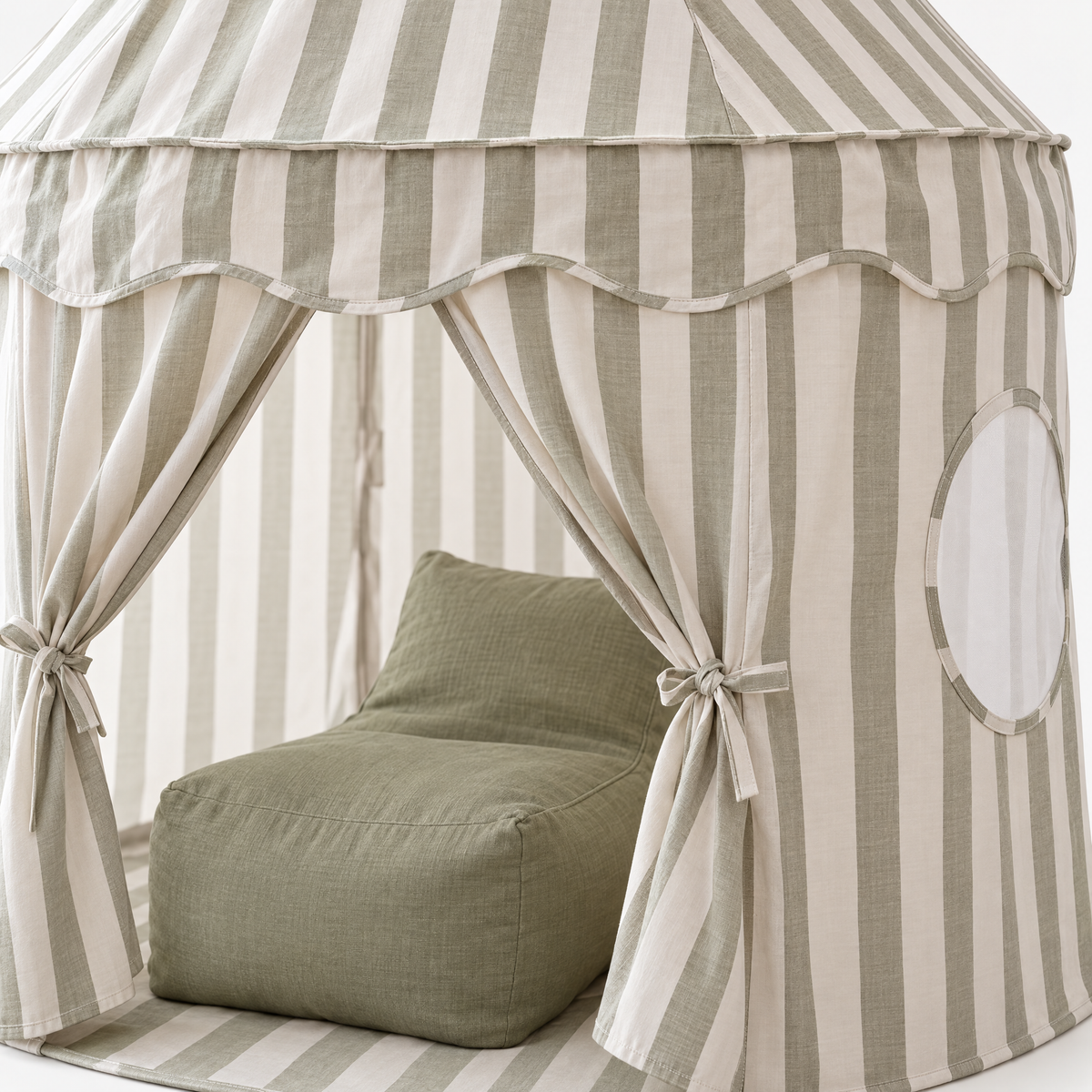 Cotton Play Tent and Mini Bean Bag Lounger Bundle Sage